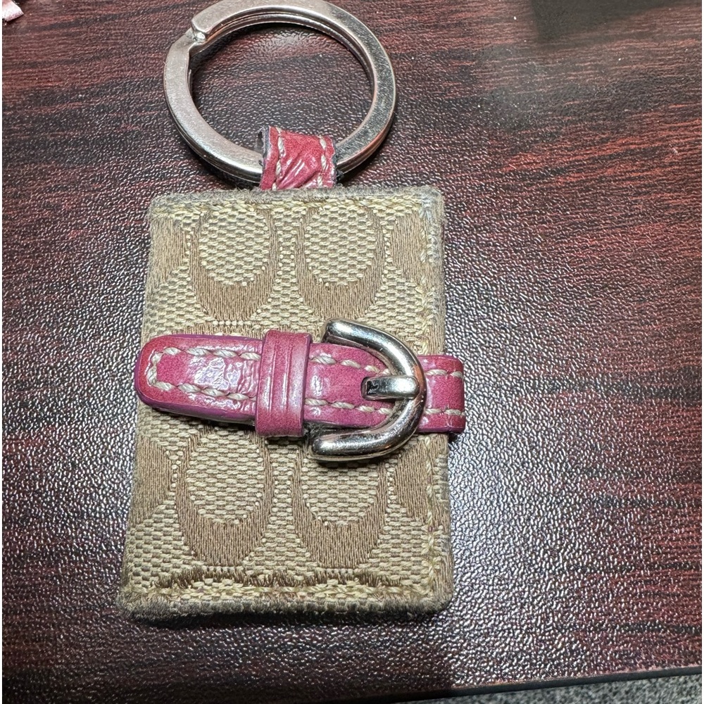 COACH FABRIC PHOTO KEY CHAIN BROWN & PURPLE Y2K 2000s